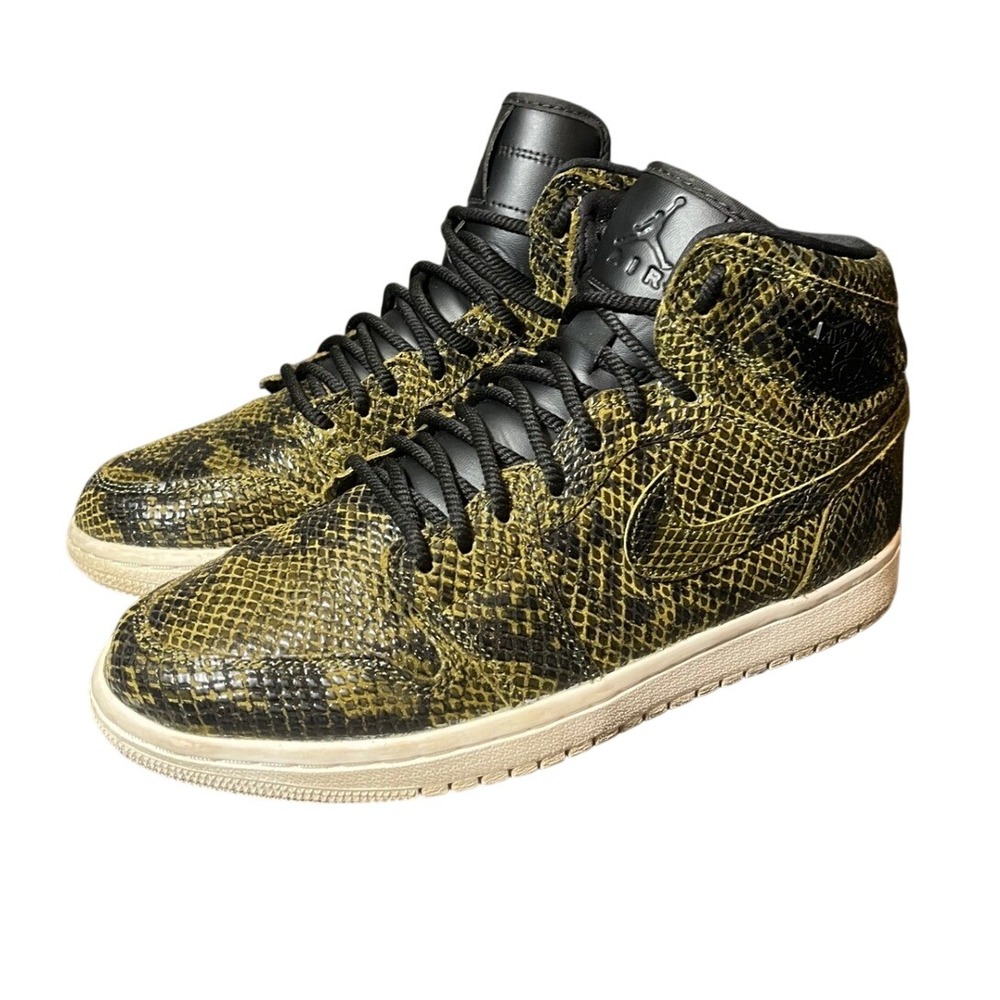 Jordan Air Jordan 1 Retro High Womens 9 Olive Snakeskin AH7389-302 Sneakers